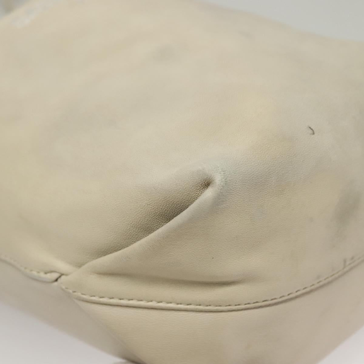 SAINT LAURENT Chain Teddy Small Shoulder Bag Leather White Silver Auth BA4161
