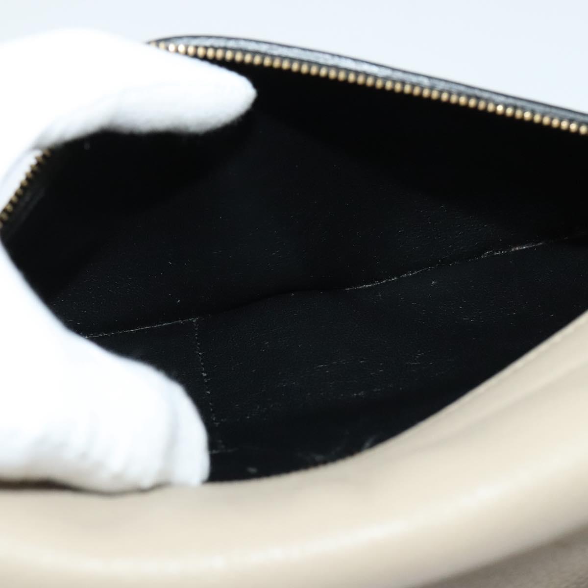 CELINE Trapeze Hand Bag Leather 2way Beige Gold Auth BA4167
