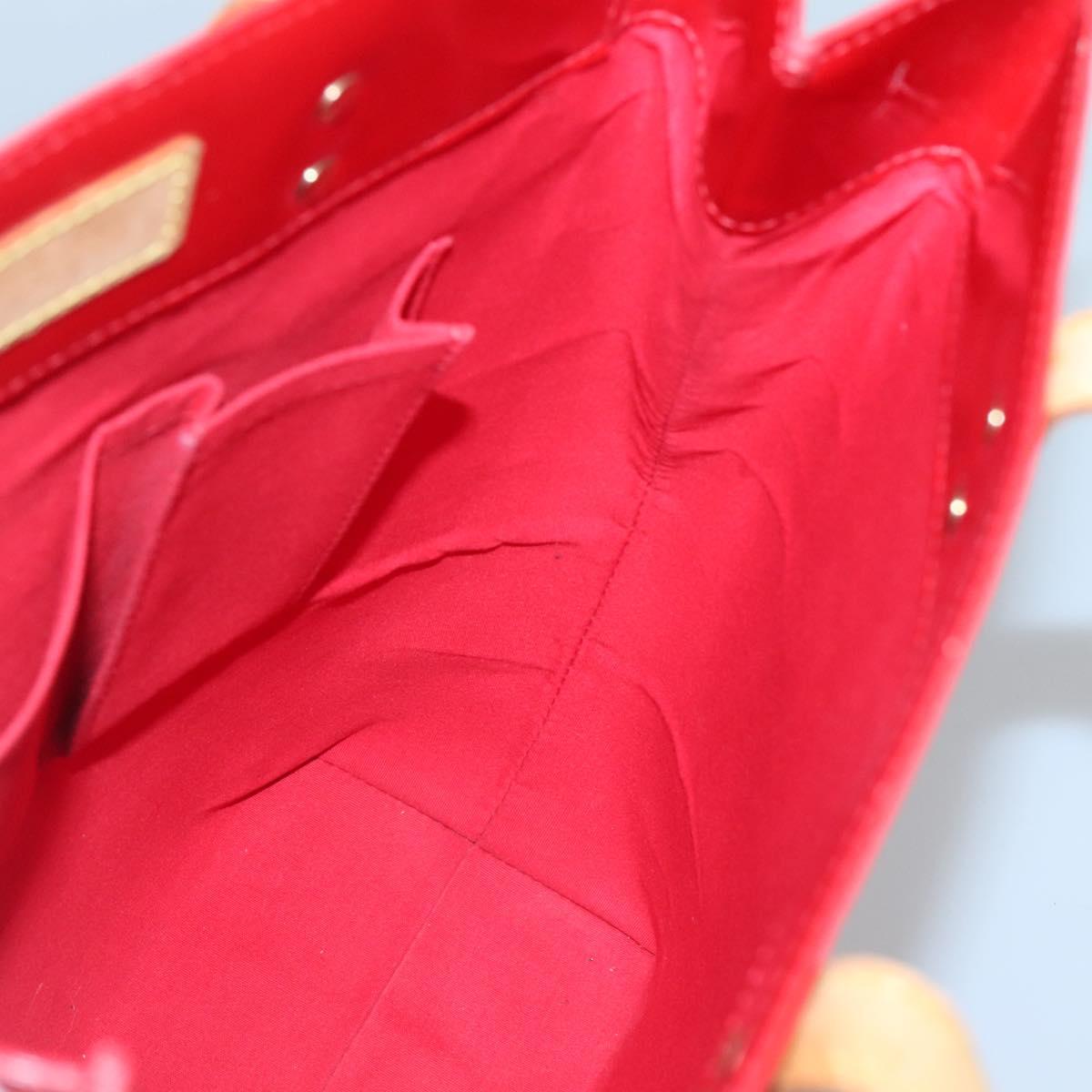 LOUIS VUITTON Monogram Vernis Reade MM Hand Bag Red Rouge M91086 LV Auth BA4169