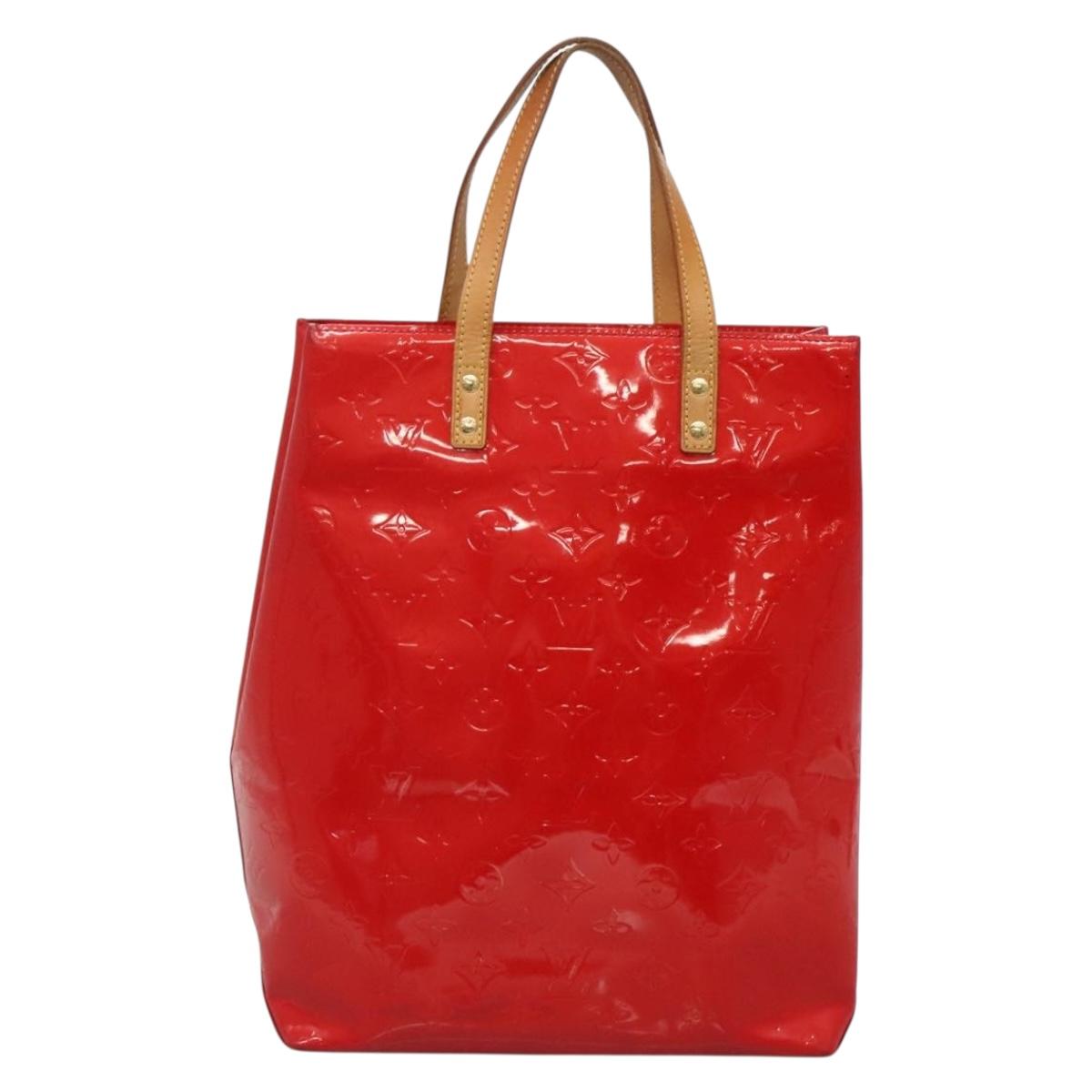 LOUIS VUITTON Monogram Vernis Reade MM Hand Bag Red Rouge M91086 LV Auth BA4169