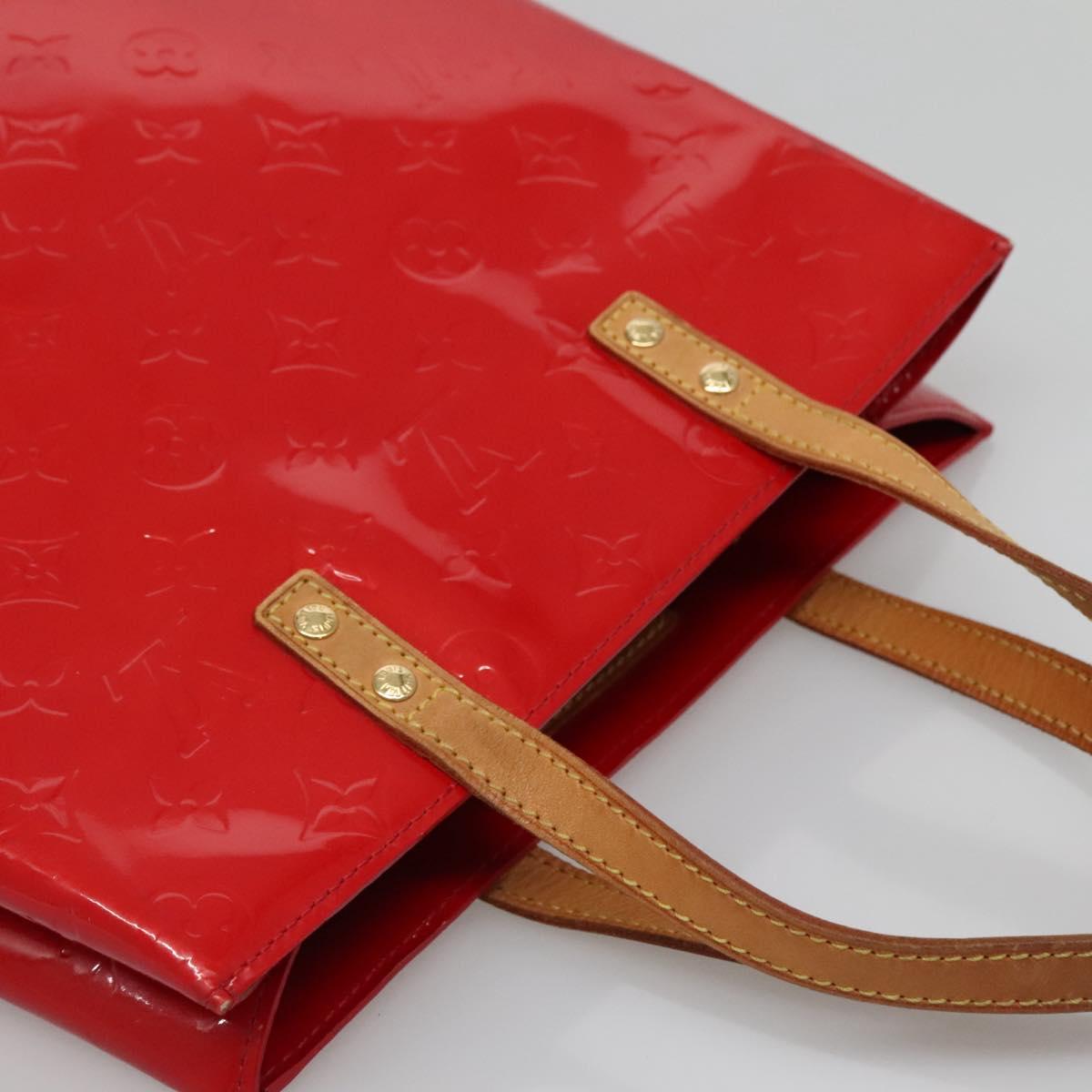 LOUIS VUITTON Monogram Vernis Reade MM Hand Bag Red Rouge M91086 LV Auth BA4169