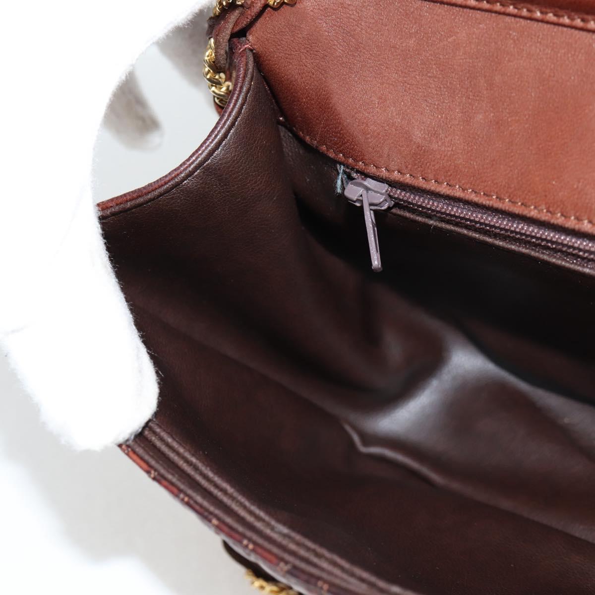 BALLY Quilted Shoulder Bag Leather Brown Gold Auth BA4180