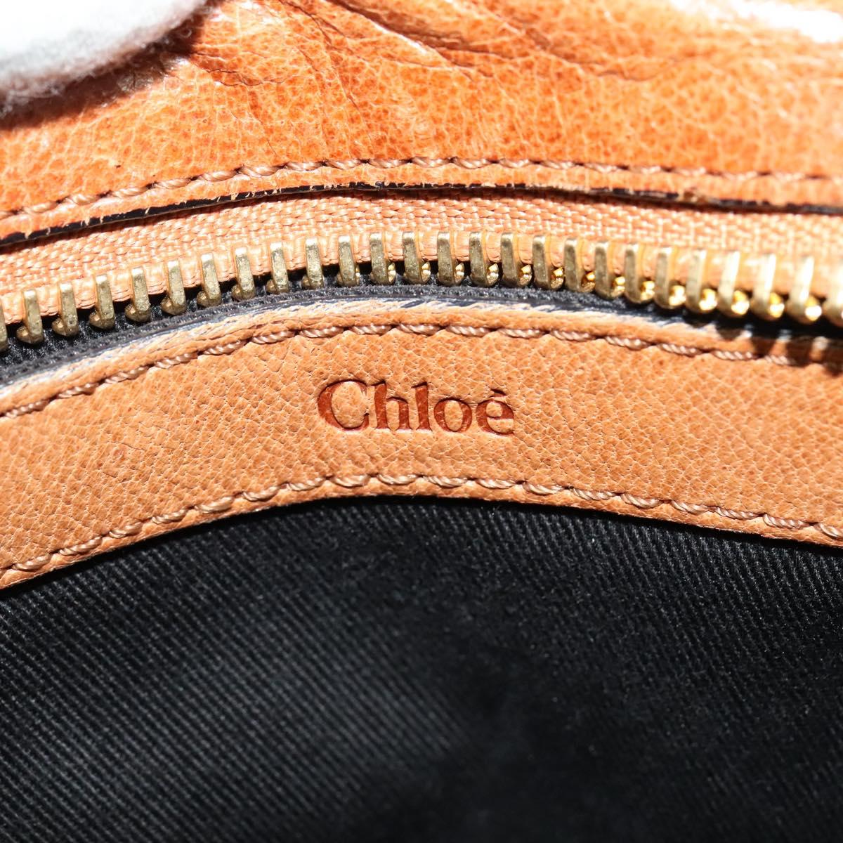 Chloe Etel Hand Bag Leather 2way Brown Gold Auth BA4185