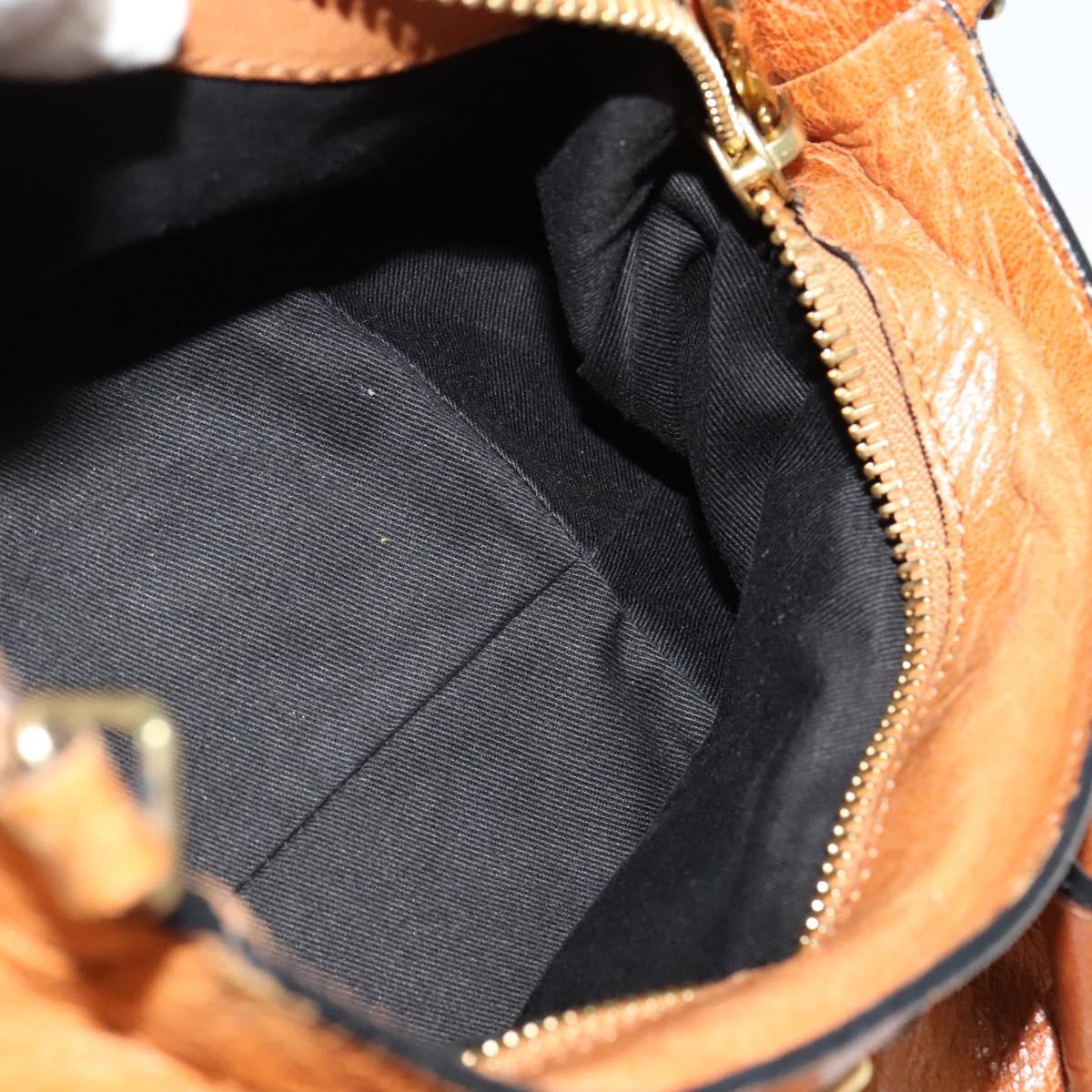 Chloe Etel Hand Bag Leather 2way Brown Gold Auth BA4185