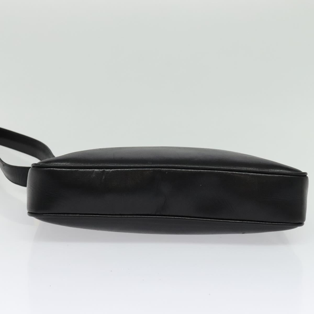 GUCCI Web Sherry Line Shoulder Bag Leather Black Gold Auth BA4189