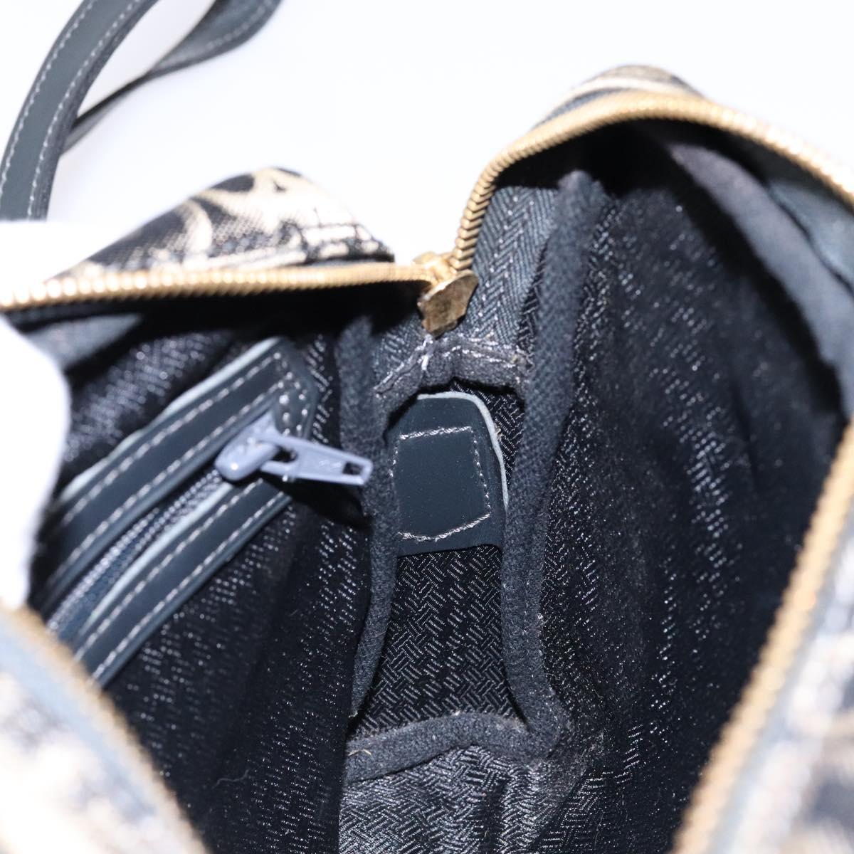 Christian Dior Trotter Canvas Shoulder Bag Black Gold Auth BA4192