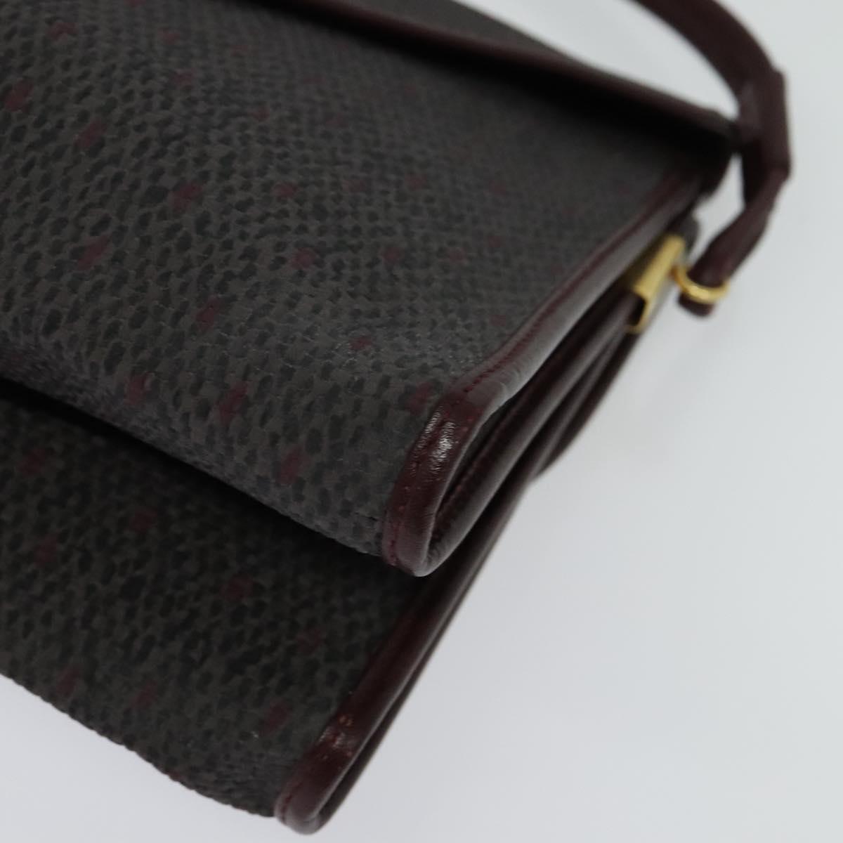 SAINT LAURENT Shoulder Bag Coated Canvas Bordeaux Gold Auth BA4193