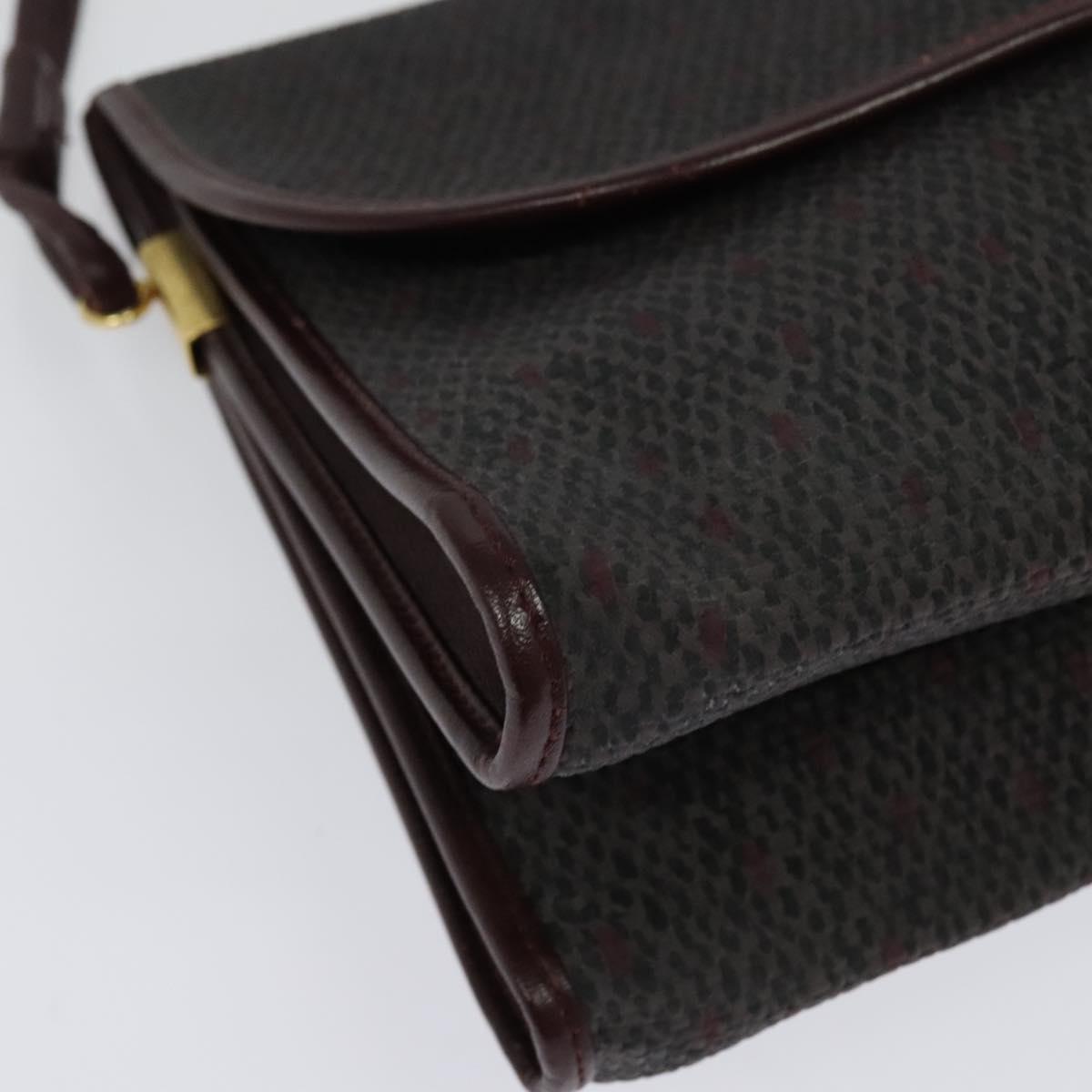 SAINT LAURENT Shoulder Bag Coated Canvas Bordeaux Gold Auth BA4193