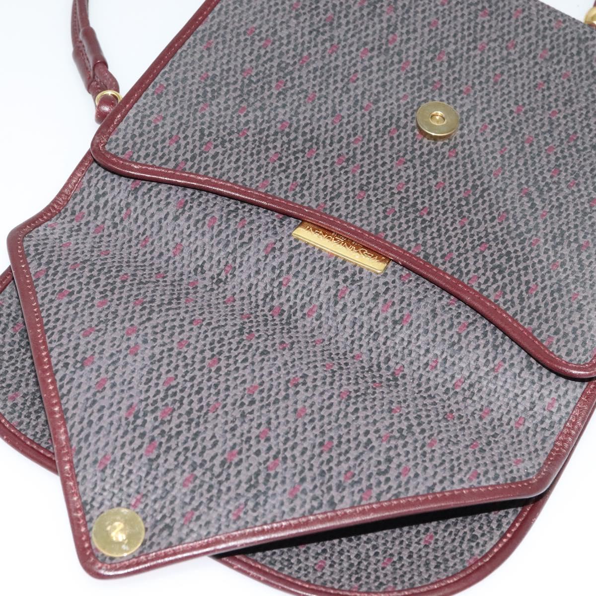 SAINT LAURENT Shoulder Bag Coated Canvas Bordeaux Gold Auth BA4193