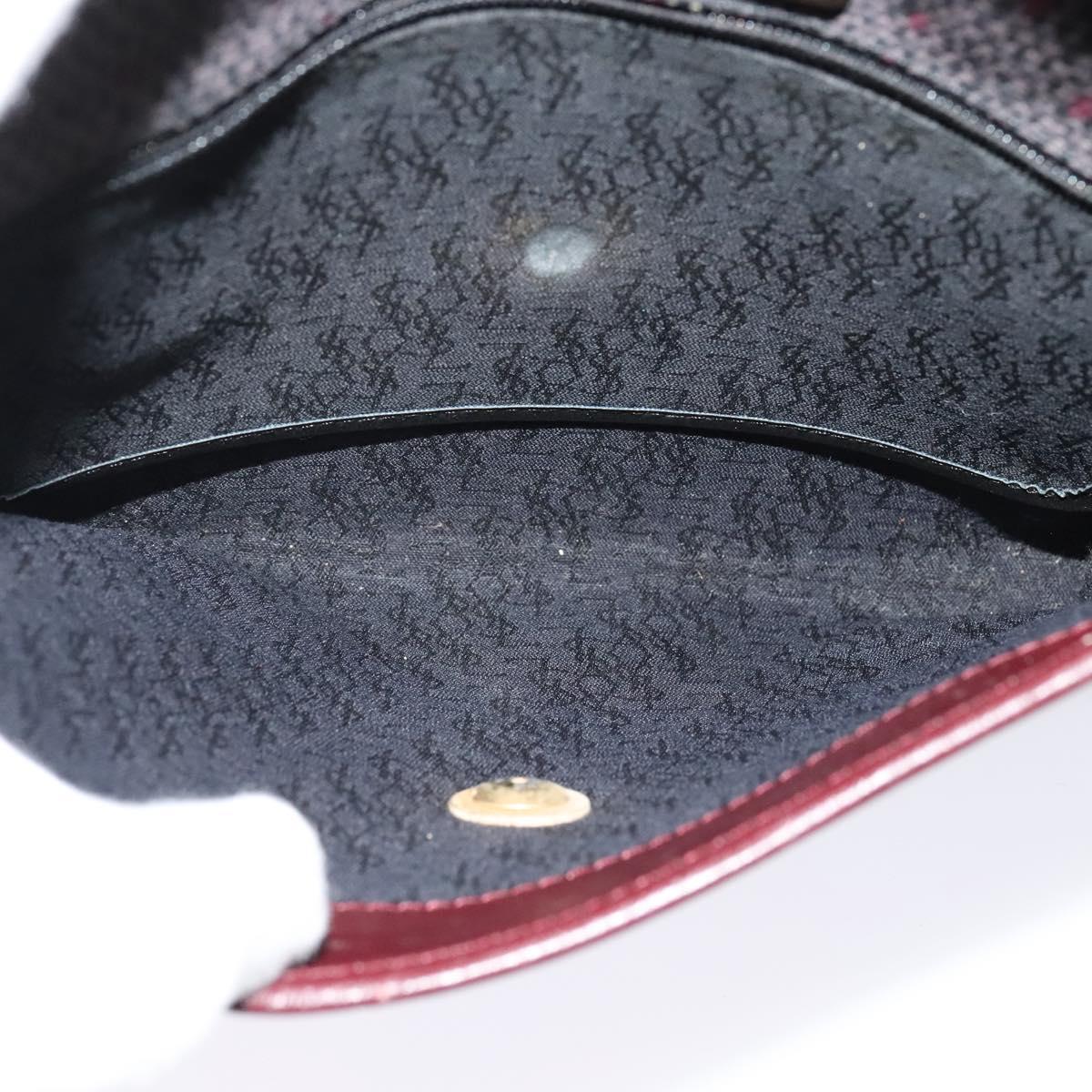 SAINT LAURENT Shoulder Bag Coated Canvas Bordeaux Gold Auth BA4193