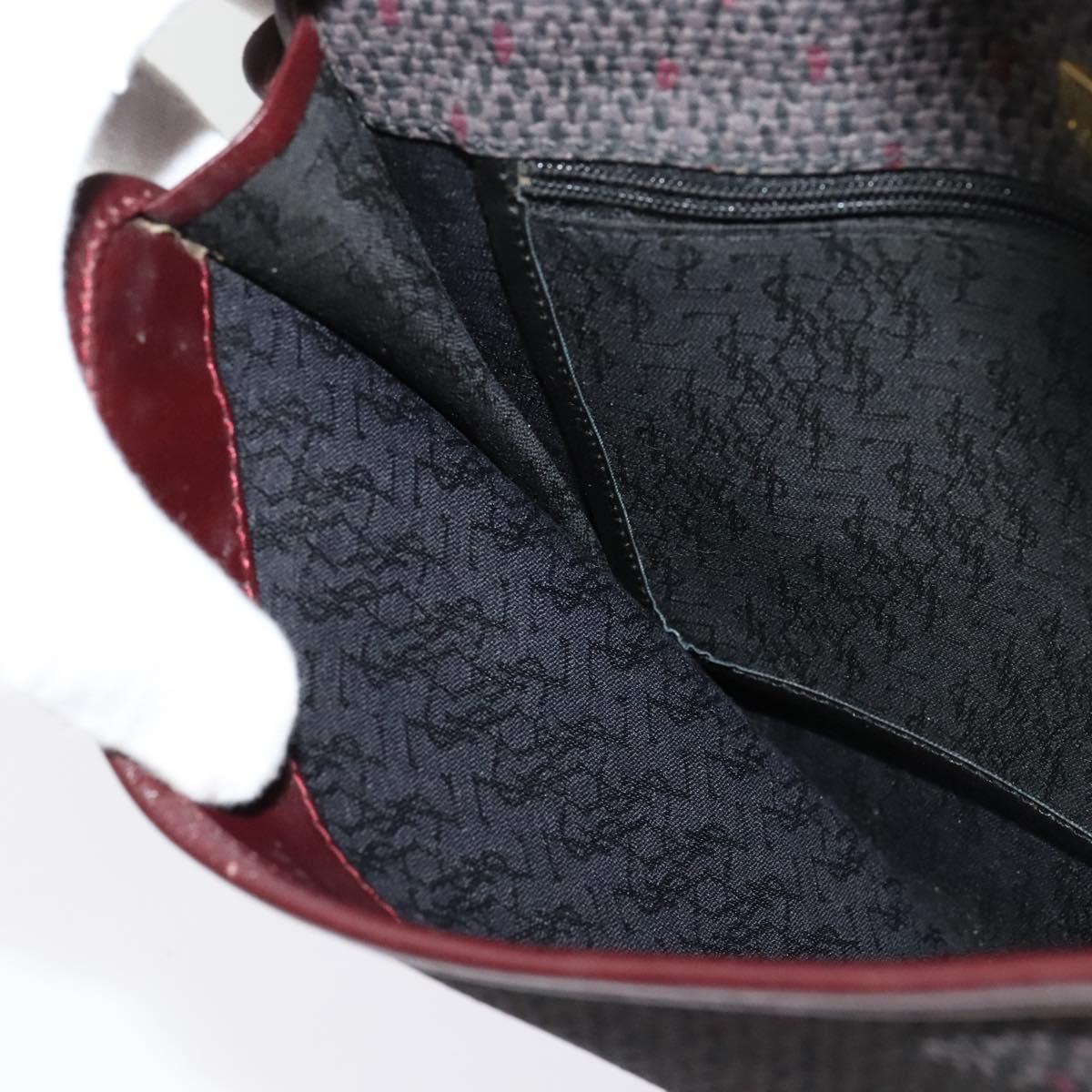 SAINT LAURENT Shoulder Bag Coated Canvas Bordeaux Gold Auth BA4193