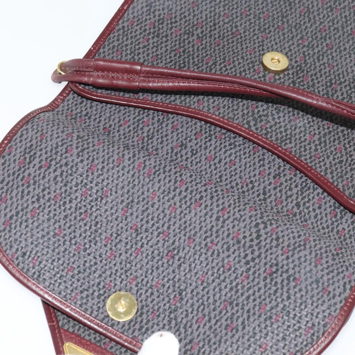 SAINT LAURENT Shoulder Bag Coated Canvas Bordeaux Gold Auth BA4193