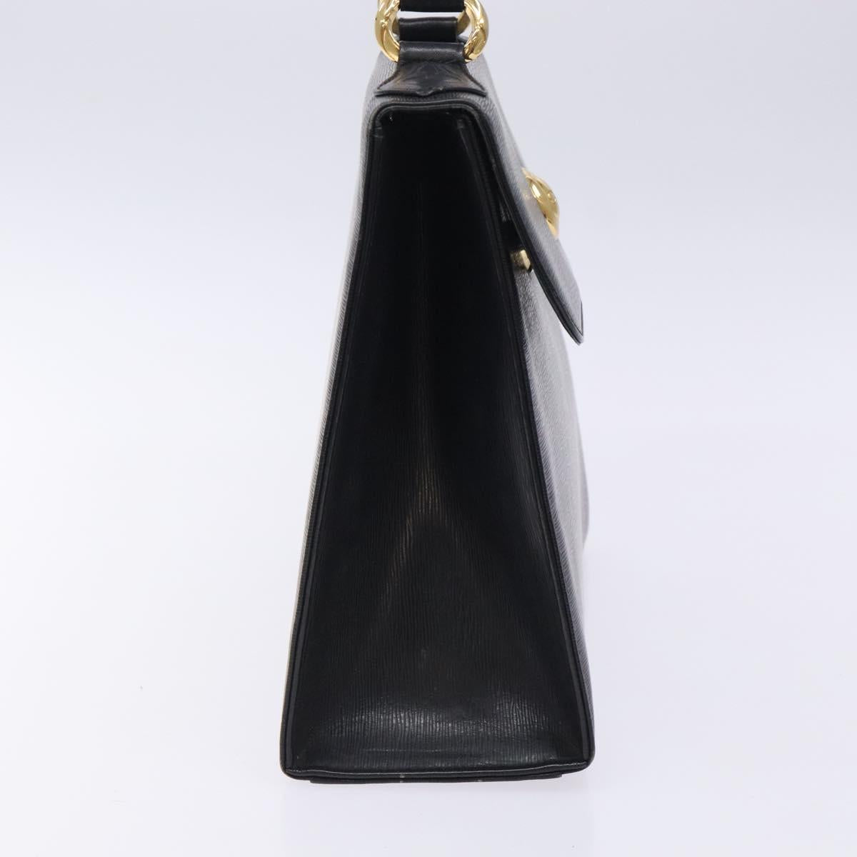 Chloe Hand Bag Leather Black Gold Auth BA4194