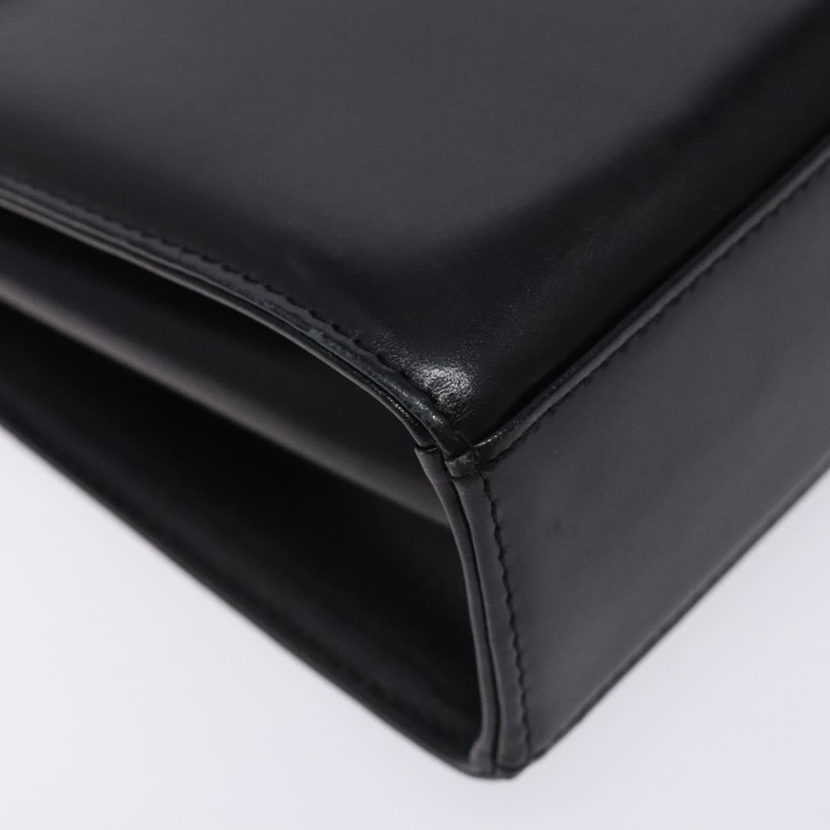 GIVENCHY Hand Bag Leather Black Gold Auth BA4202