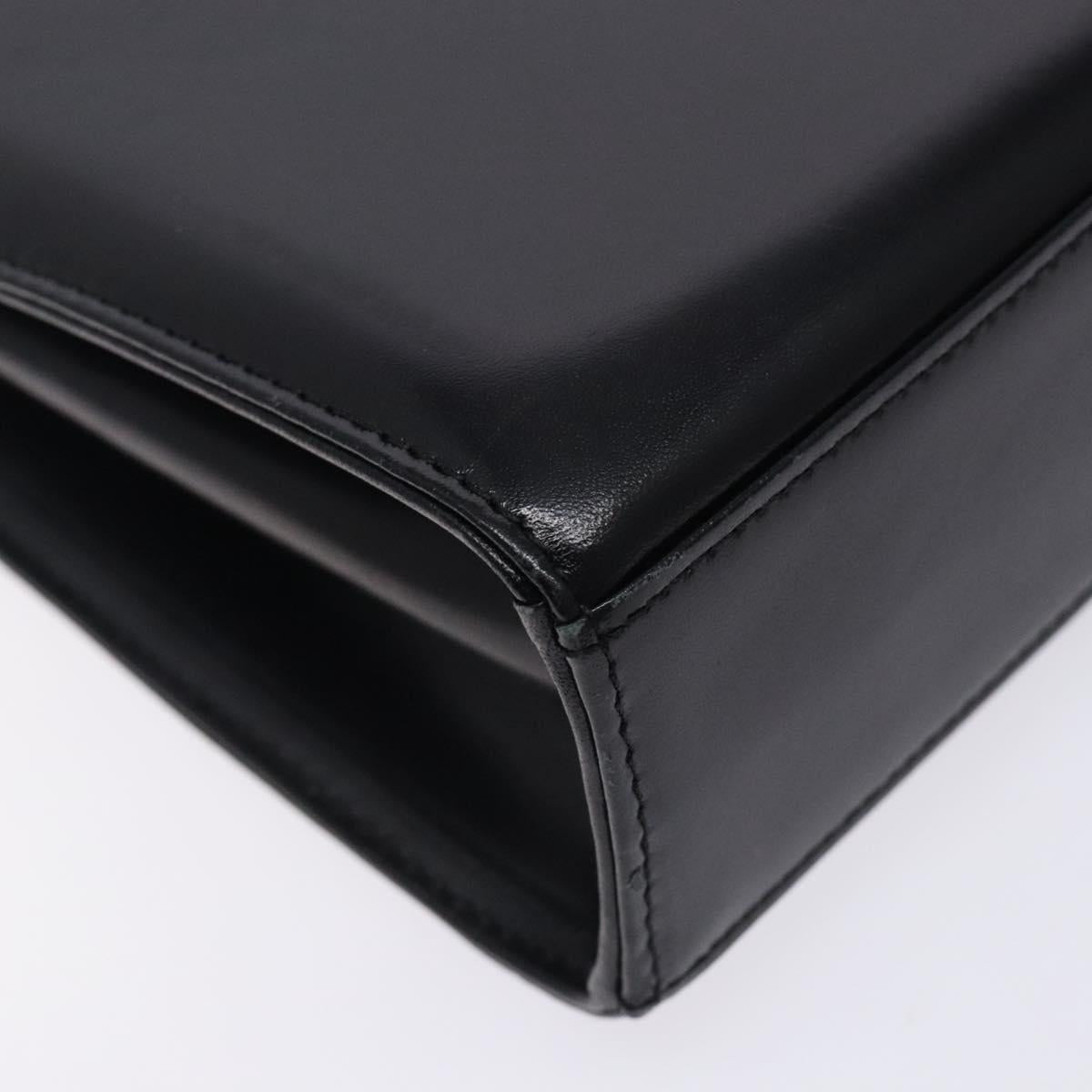 GIVENCHY Hand Bag Leather Black Gold Auth BA4202