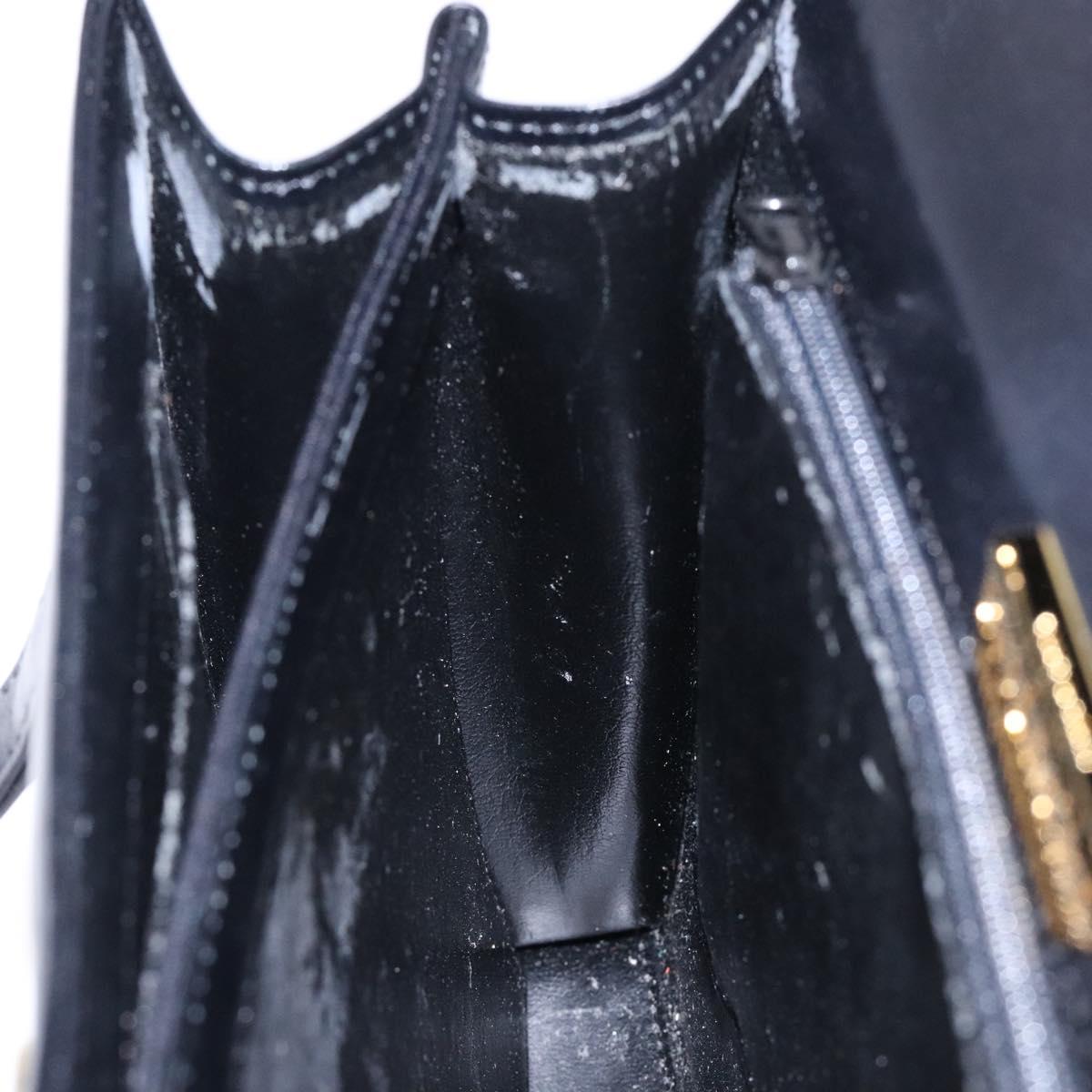 GIVENCHY Hand Bag Leather Black Gold Auth BA4202