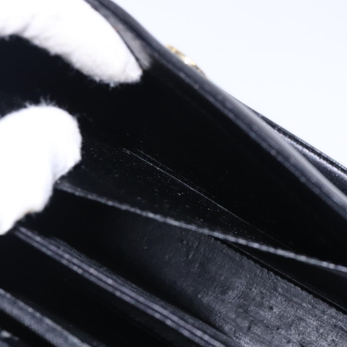 GIVENCHY Hand Bag Leather Black Gold Auth BA4202