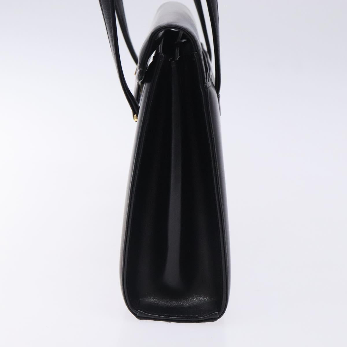 GIVENCHY Hand Bag Leather Black Gold Auth BA4202