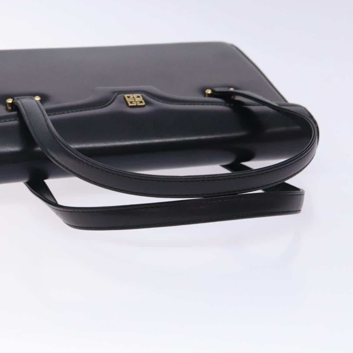 GIVENCHY Hand Bag Leather Black Gold Auth BA4202