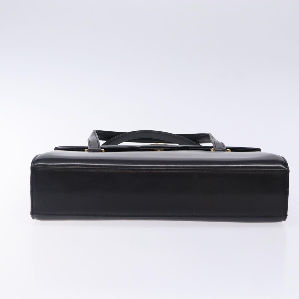 GIVENCHY Hand Bag Leather Black Gold Auth BA4202