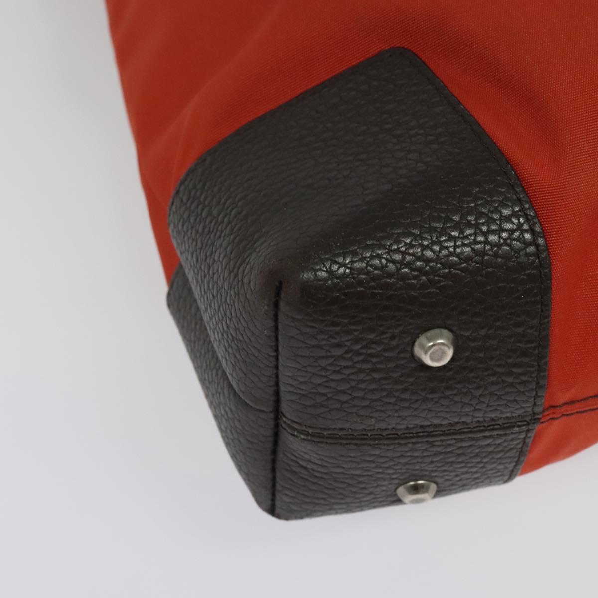 BURBERRY Black Label Tote Bag Leather Red Silver Auth BA4208