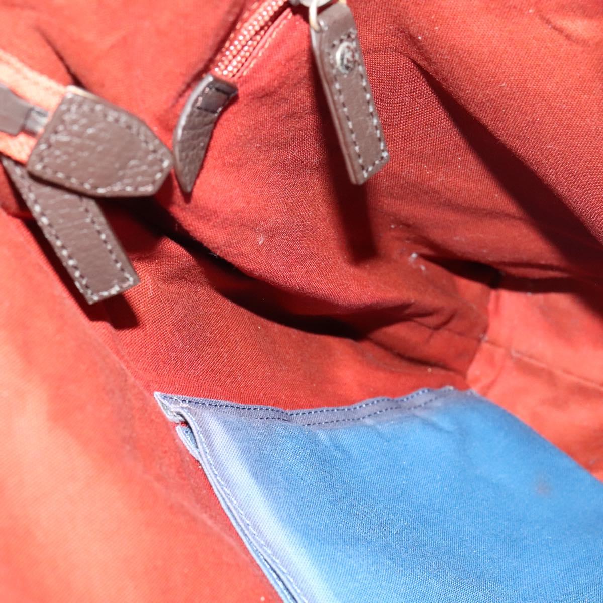 BURBERRY Black Label Tote Bag Leather Red Silver Auth BA4208