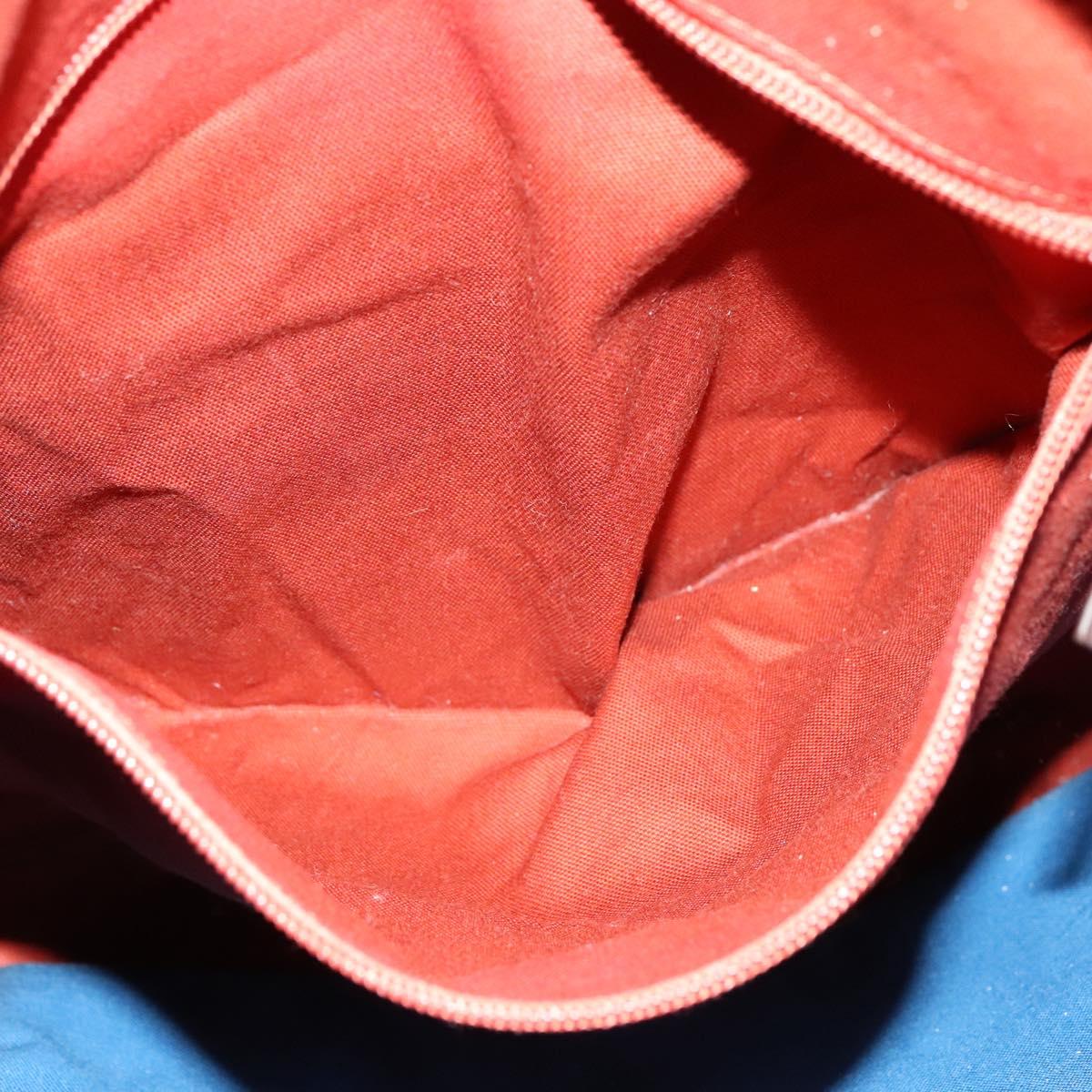 BURBERRY Black Label Tote Bag Leather Red Silver Auth BA4208