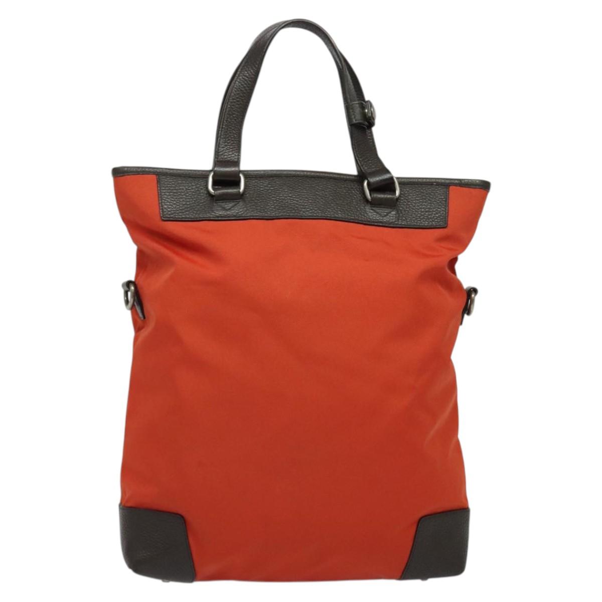 BURBERRY Black Label Tote Bag Leather Red Silver Auth BA4208