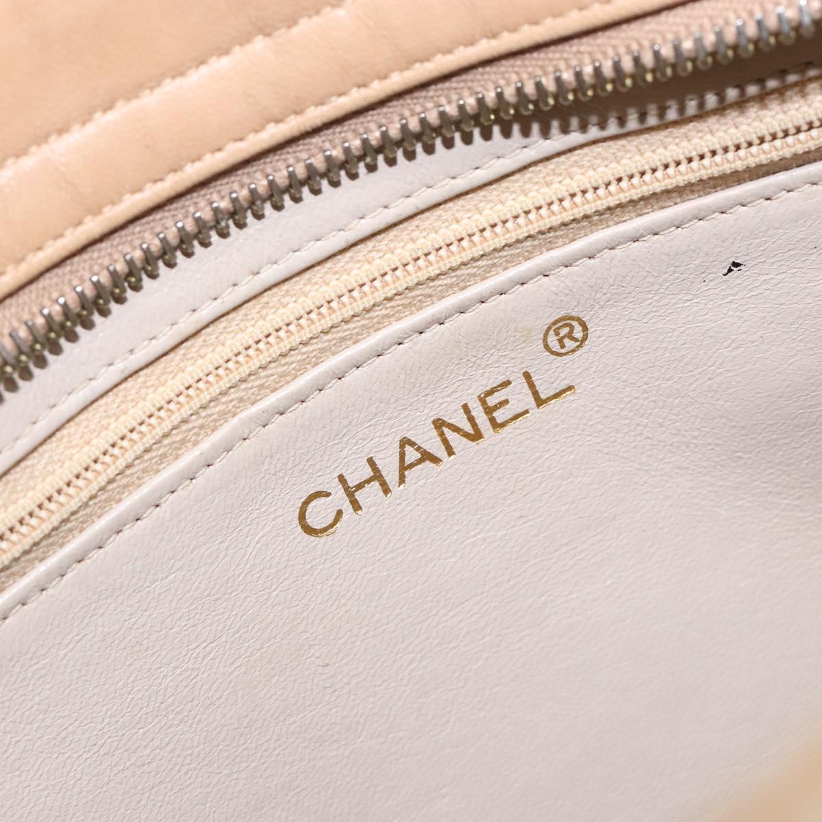 CHANEL Matelasse COCO Mark Chain Shoulder Bag Lamb Skin Beige CC Auth BA4210