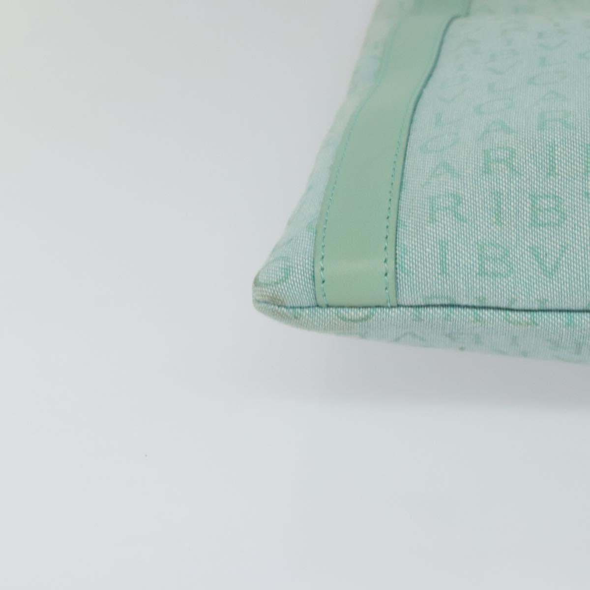 BVLGARI Logo Mania Shoulder Bag Canvas Green Silver Auth BA4215