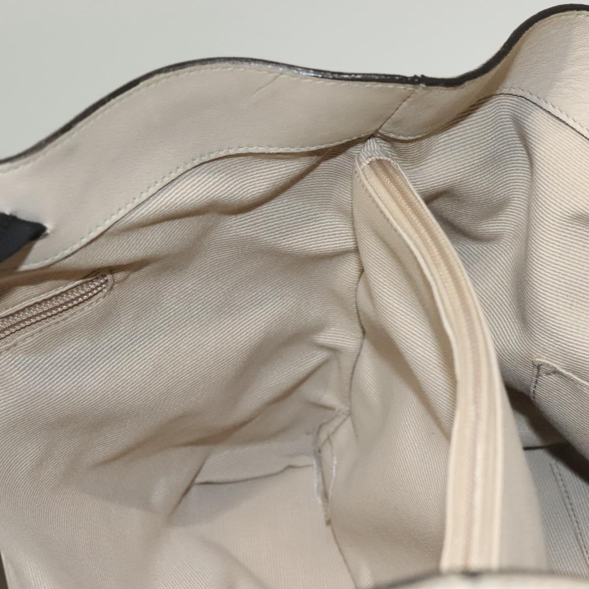 Salvatore Ferragamo Vala Tote Bag Leather Beige Silver Auth BA4217