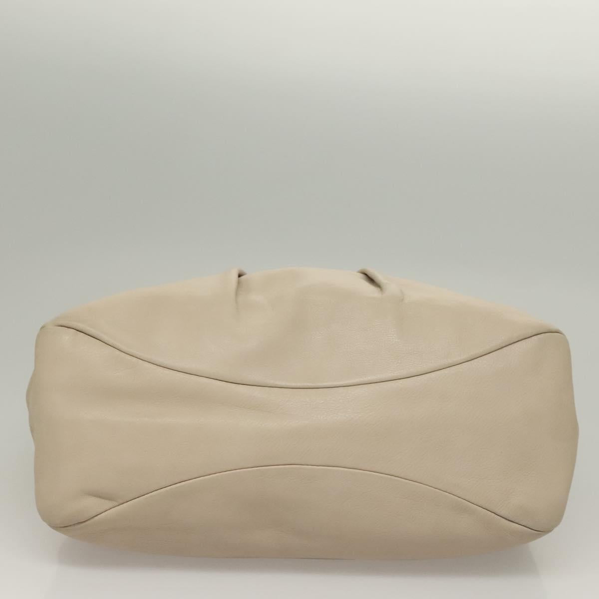 Salvatore Ferragamo Vala Tote Bag Leather Beige Silver Auth BA4217