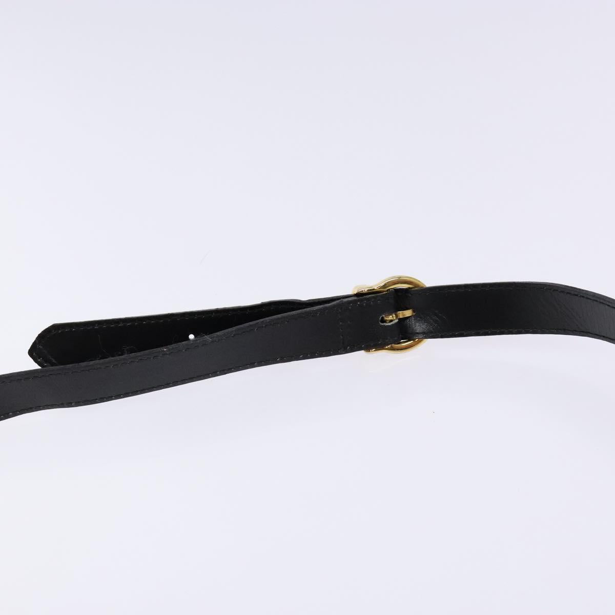 Salvatore Ferragamo Gancini Shoulder Bag Leather Black Gold Auth BA4219