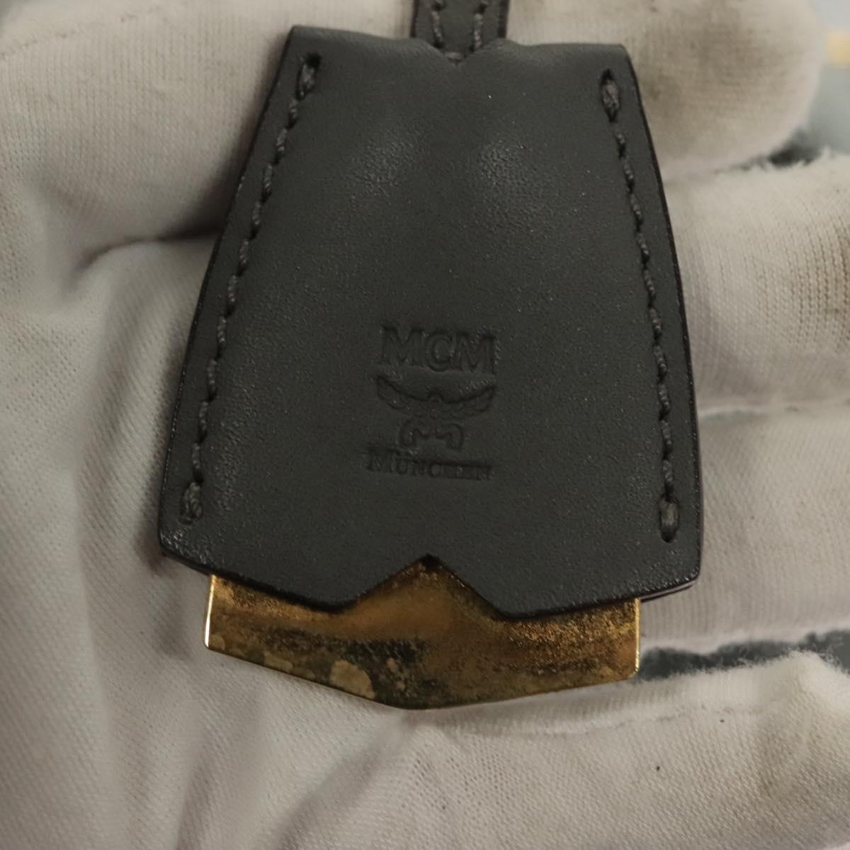 MCM Hand Bag Leather 2way Light Blue Gold Auth BA4220