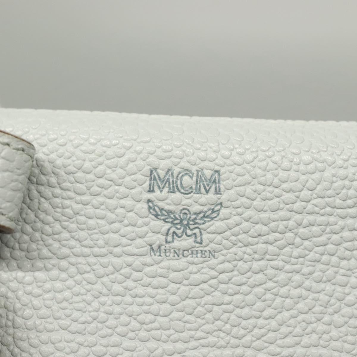 MCM Hand Bag Leather 2way Light Blue Gold Auth BA4220