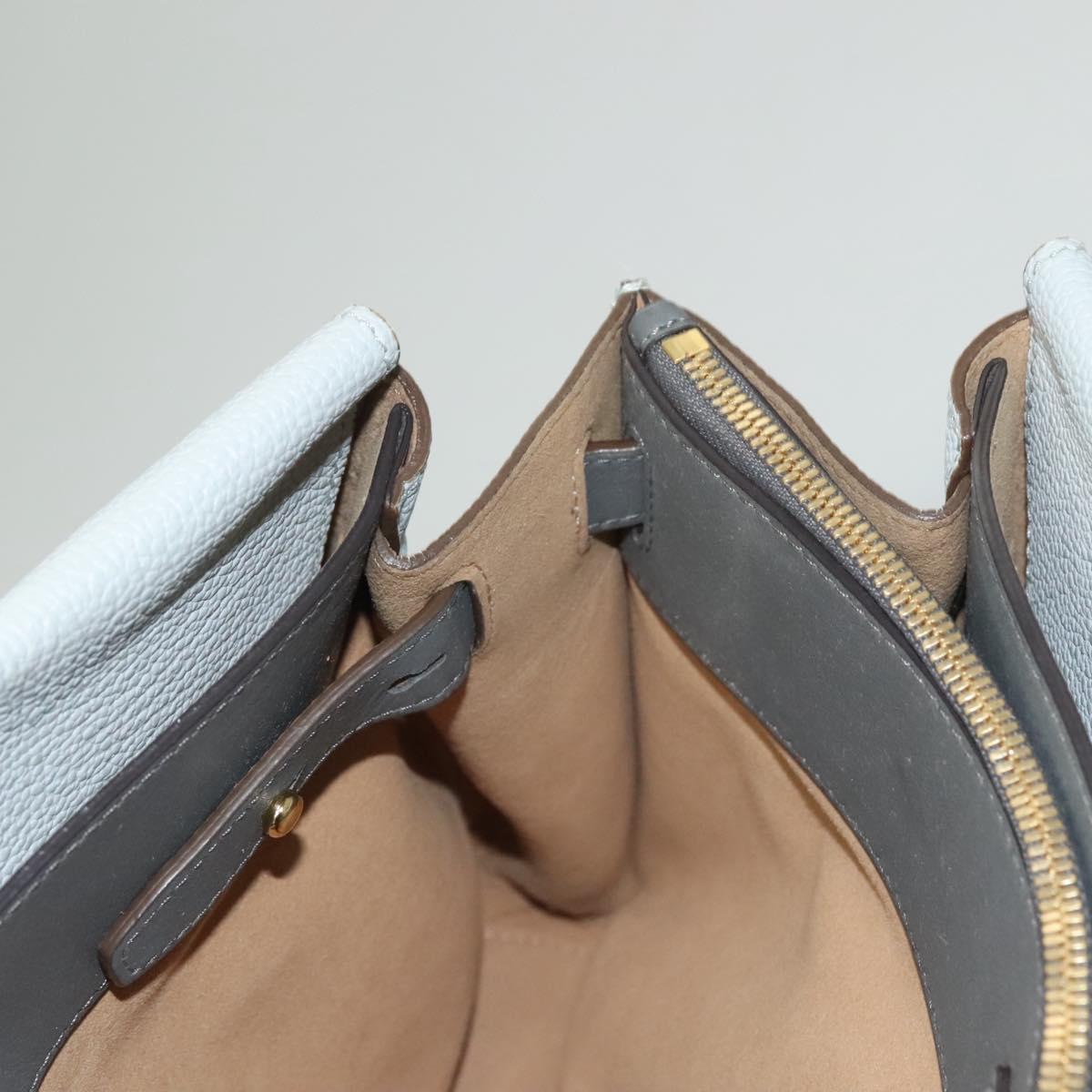 MCM Hand Bag Leather 2way Light Blue Gold Auth BA4220