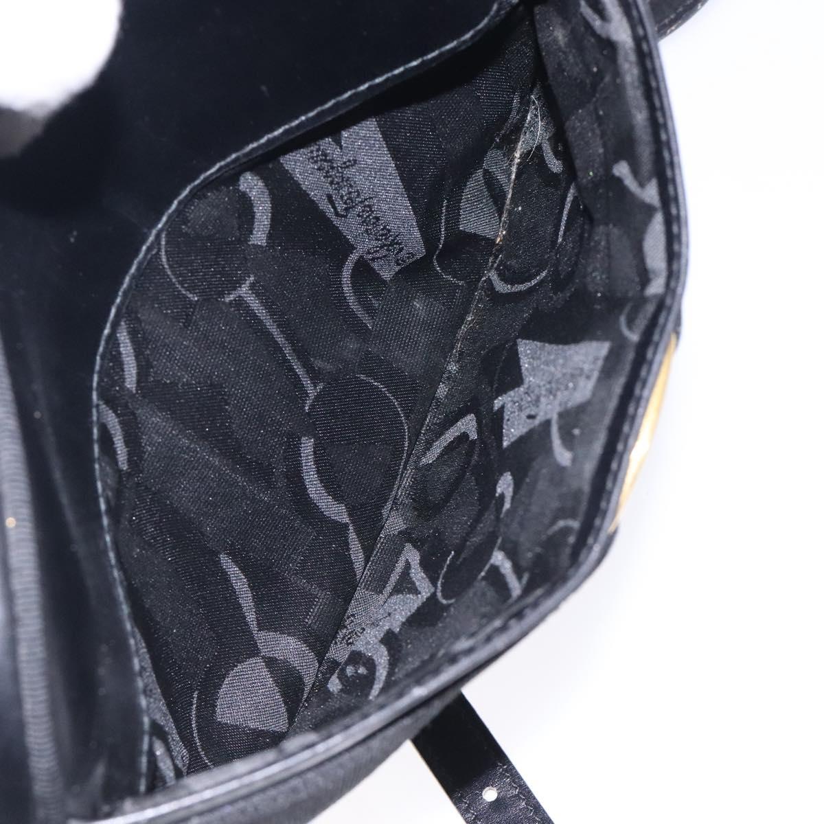 Salvatore Ferragamo Vala Shoulder Bag Leather Black Gold Auth BA4221