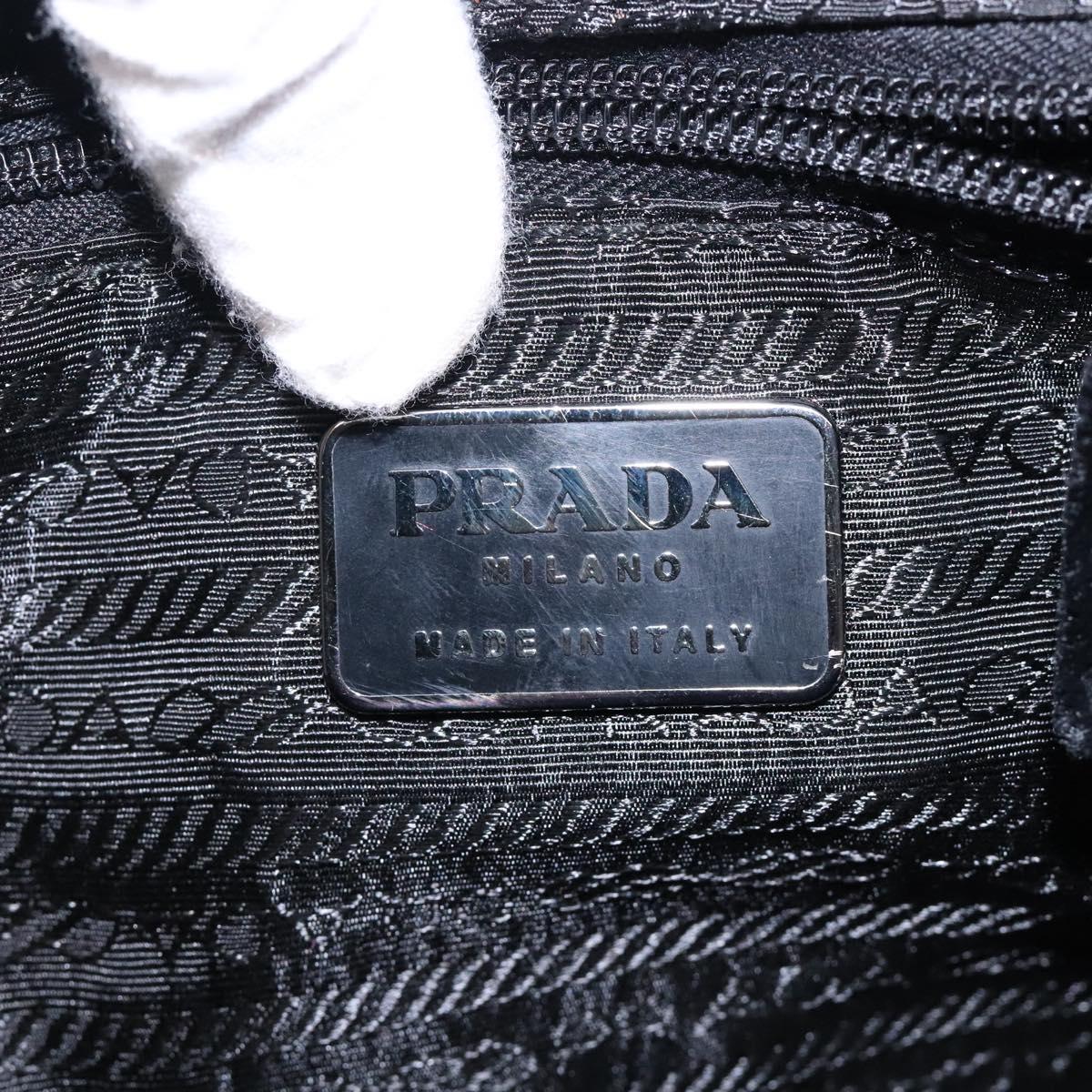 PRADA Hand Bag Velor Bordeaux Silver Auth BA4254