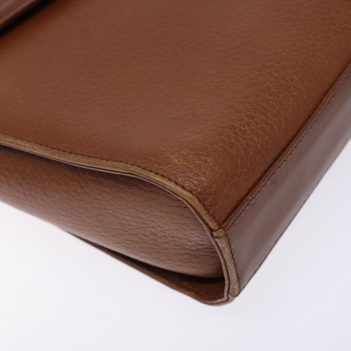 Burberrys Shoulder Bag Leather Brown Gold Auth BA4255