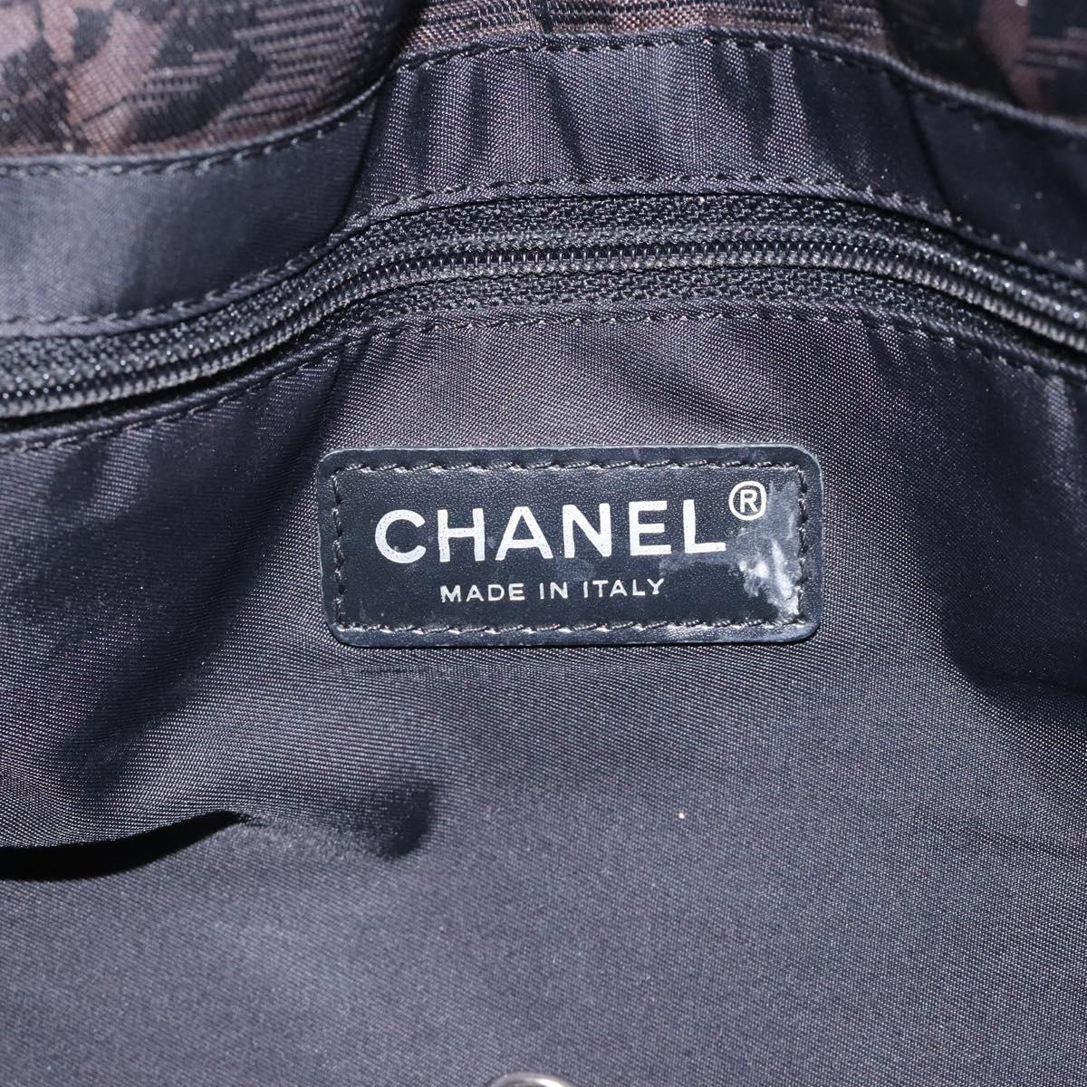 CHANEL New Travel Line Tote Bag Nylon Dark Brown Black CC Auth BA4258