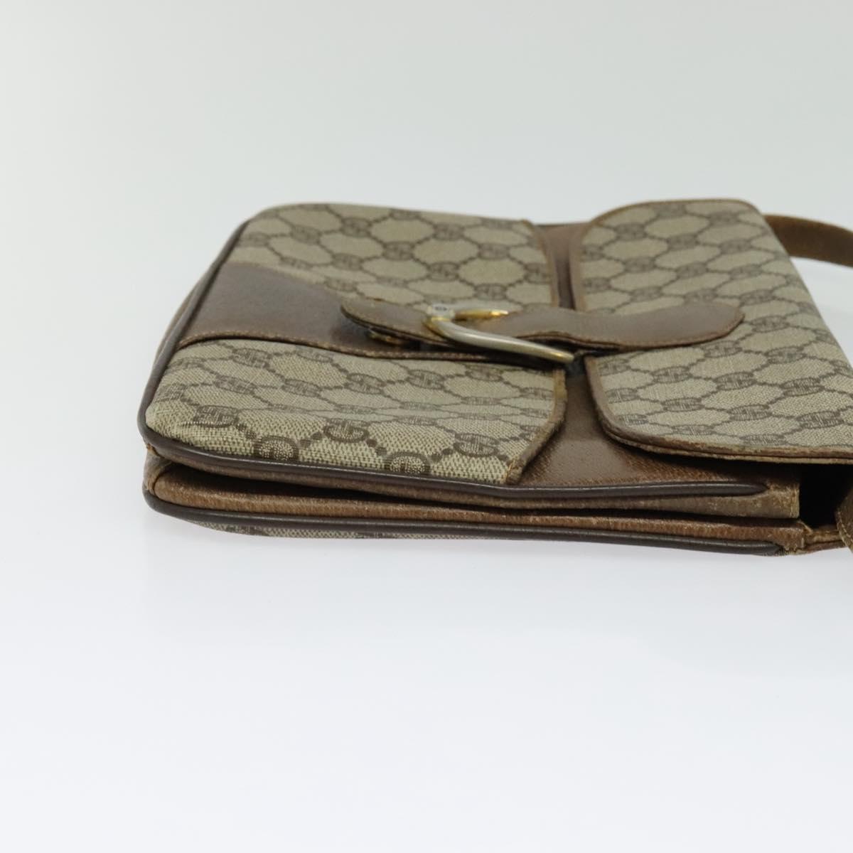 GUCCI GG Supreme Shoulder Bag PVC Beige Gold Auth BA4262