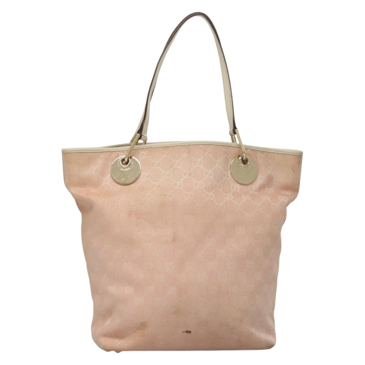 GUCCI GG Canvas Tote Bag Pink Gold 120836 Auth BA4263