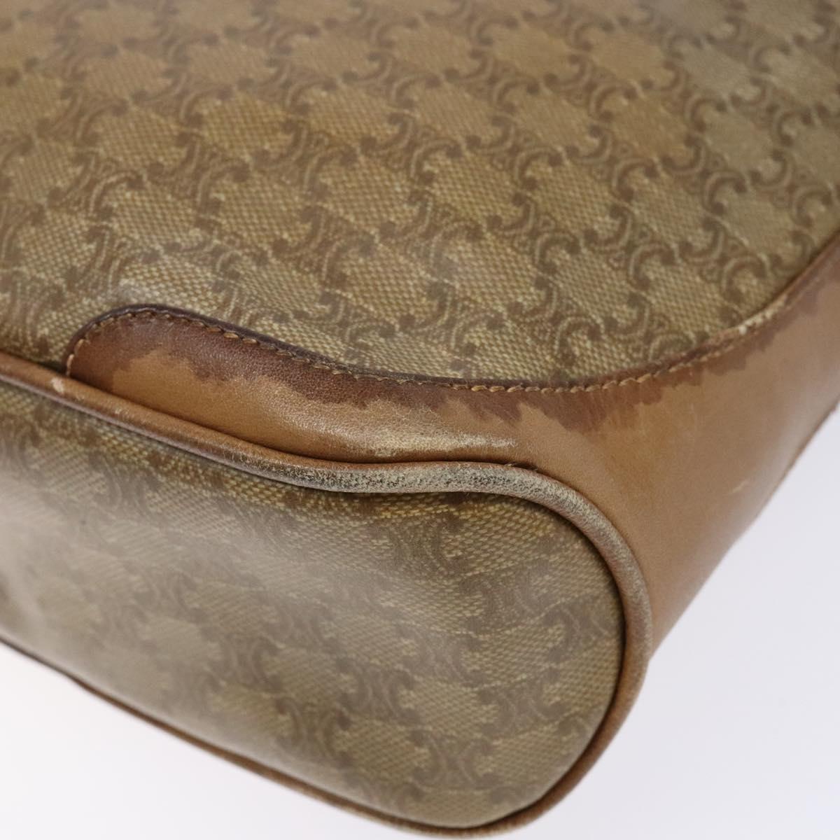 CELINE Macadam Canvas Shoulder Bag PVC Beige Gold Auth BA4269