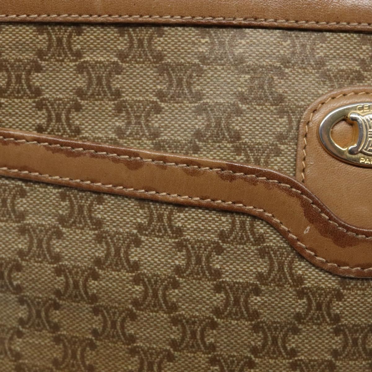 CELINE Macadam Canvas Shoulder Bag PVC Beige Gold Auth BA4269