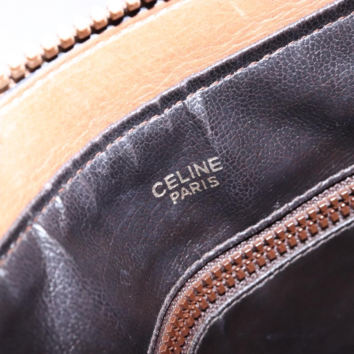 CELINE Macadam Canvas Shoulder Bag PVC Beige Gold Auth BA4269
