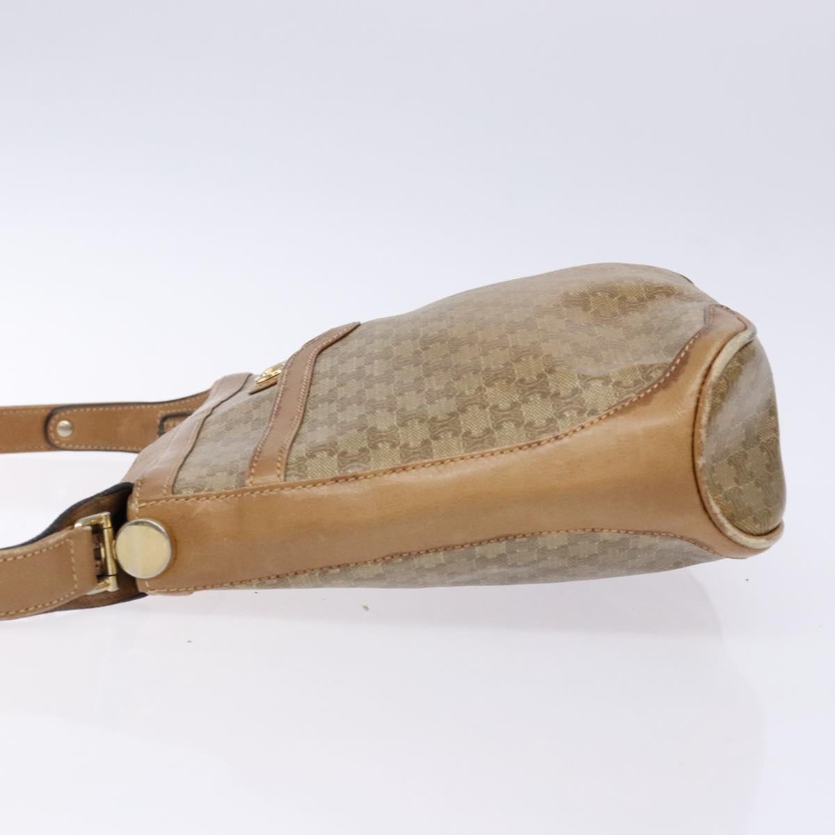CELINE Macadam Canvas Shoulder Bag PVC Beige Gold Auth BA4269