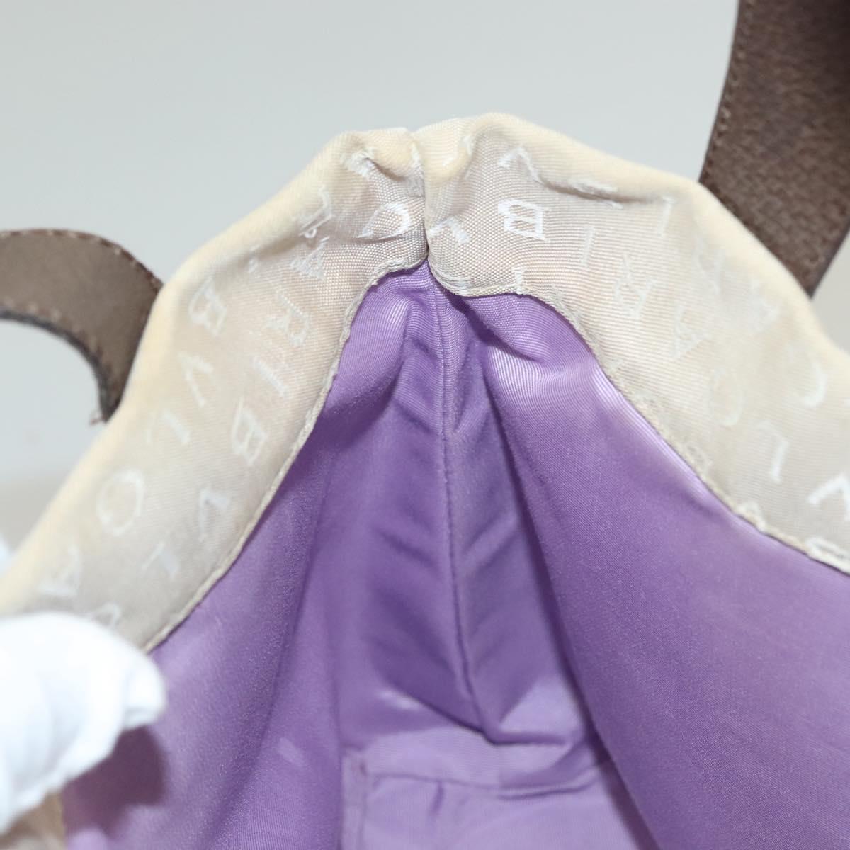 BVLGARI Logo Mania Tote Bag Canvas Beige Silver Auth BA4270