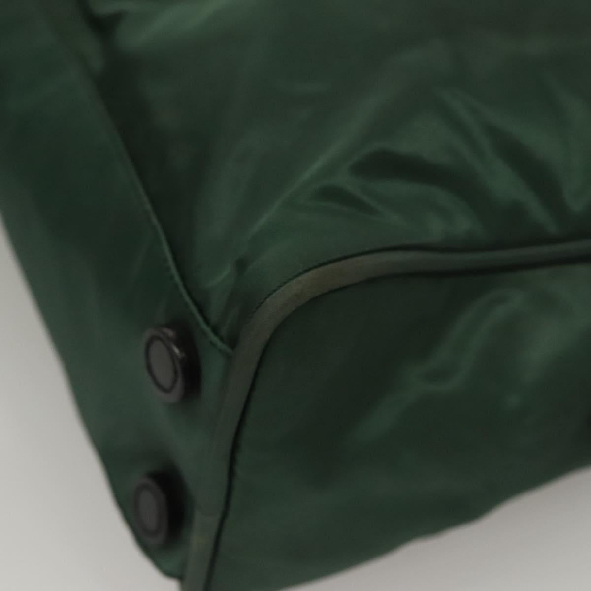 PRADA Hand Bag Nylon Khaki Silver Auth BA4277