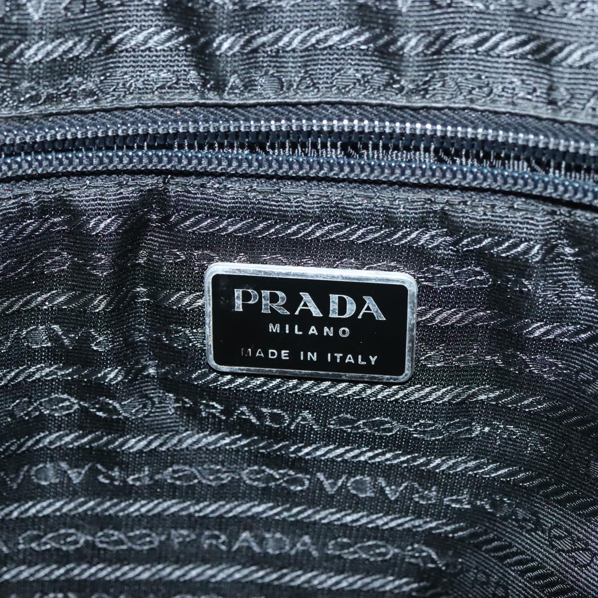 PRADA Hand Bag Nylon Khaki Silver Auth BA4277