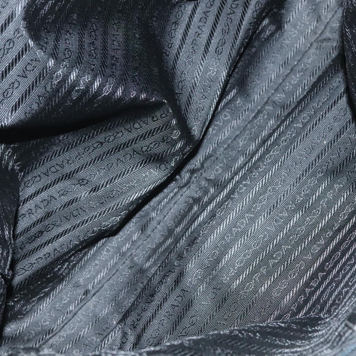 PRADA Hand Bag Nylon Khaki Silver Auth BA4277